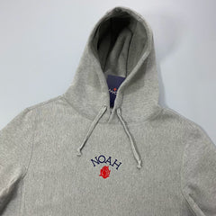 NOAH MARS niche trendy brand small rose embroidery American style loose thread splicing trendy hooded sweatshirt for men