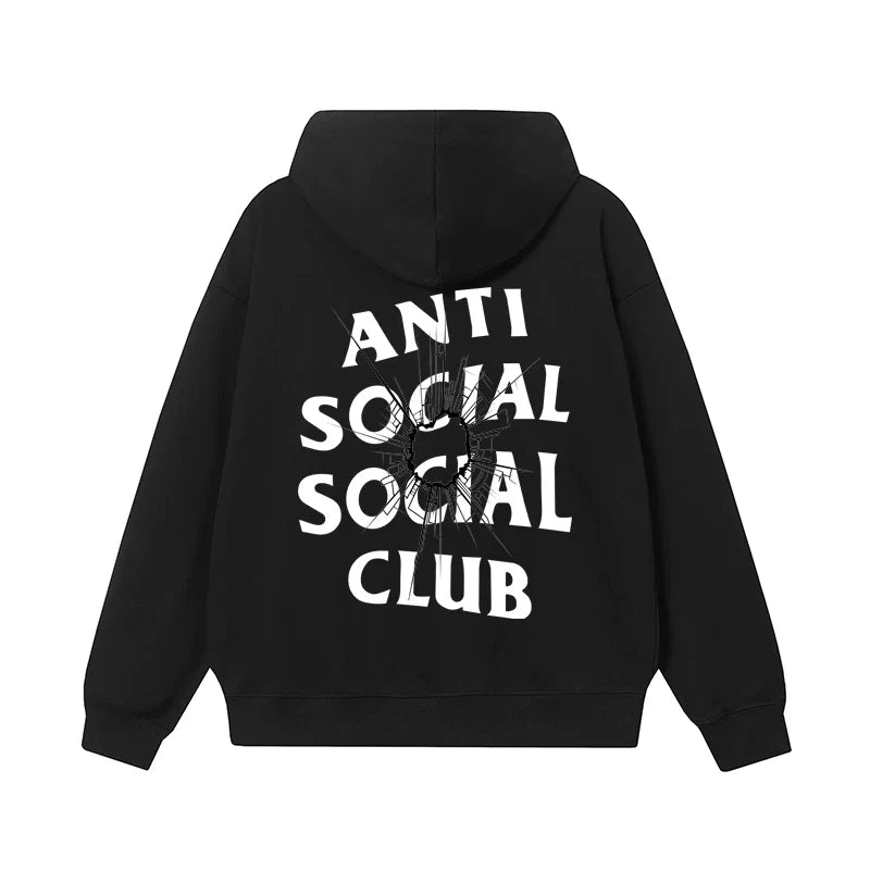 Anti Social Social Club Distressed Texture Logo Hoodie - Black