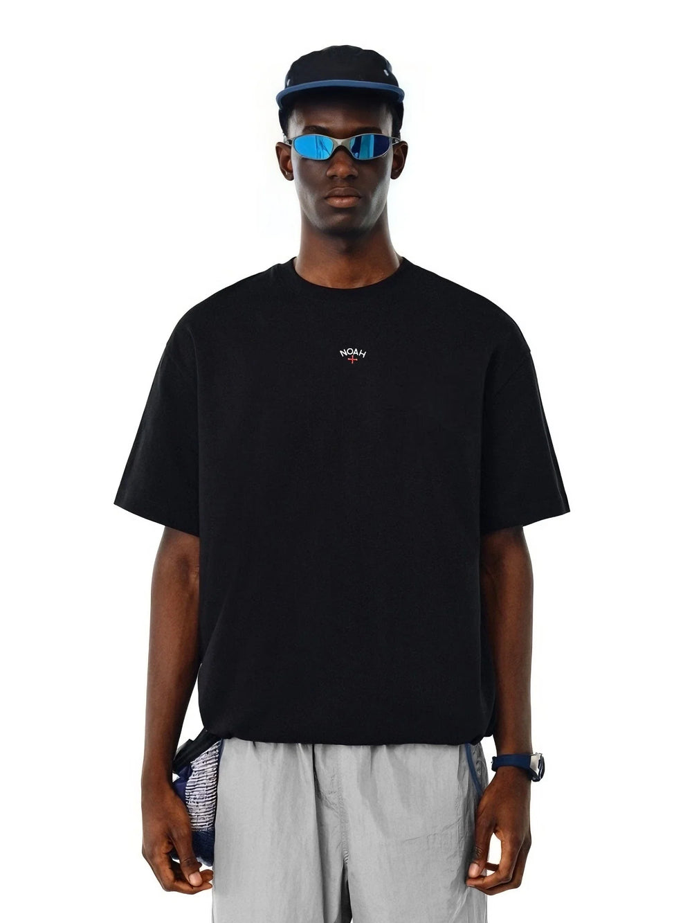 NOAH MARS chest cross small logo embroidery basic simple casual trendy brand pure cotton trendy short sleeved T-shirt for men