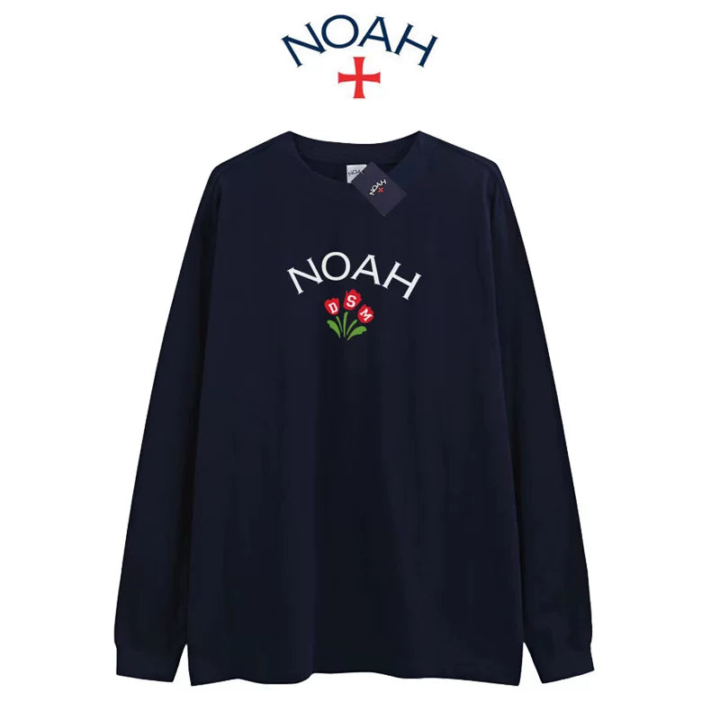 NOAH BWCJ 2024秋季新款美式潮牌休闲宽松圆领情侣款长袖T恤男