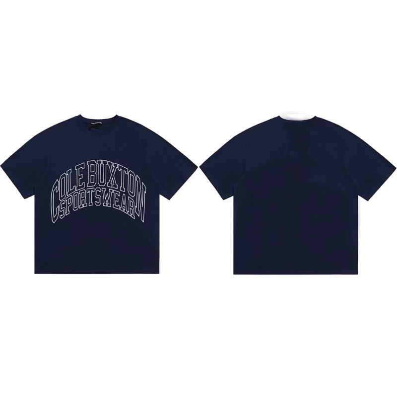 Cole Buxton Navy Arched Gothic Varsity Logo T-Shirt