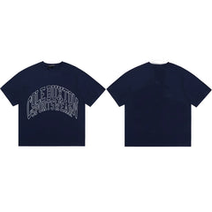 Cole Buxton Navy Arched Gothic Varsity Logo T-Shirt