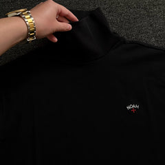 NOAH MARS high neck base shirt American casual small logo cross embroidery long sleeved T-shirt warm pullover for men