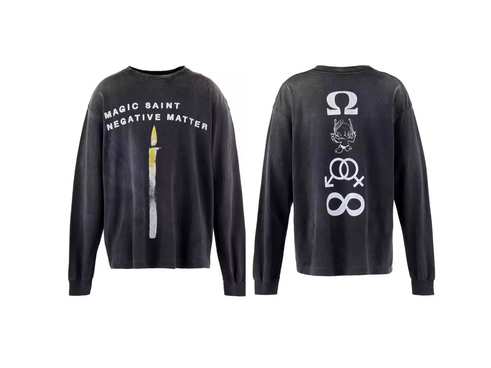 Saint Michael Candle Graphic Long Sleeve - Black
