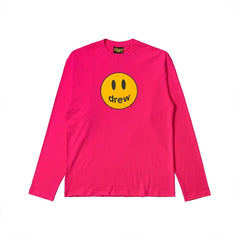 Drew House Classic Smiley Long Sleeve Tee, Hot Pink
