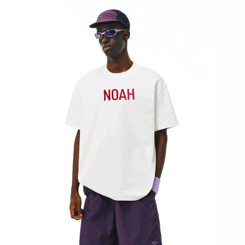 NOAH MARS niche trendy brand simple red logo high-end American casual versatile antibacterial cotton short sleeved T-shirt for men