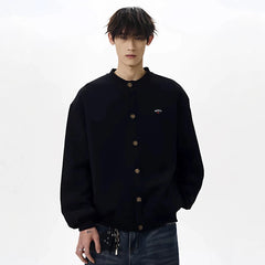 NOAH MARS American casual trendy brand small logo embroidered cross short wide cardigan sweatshirt, high-end jacket for men