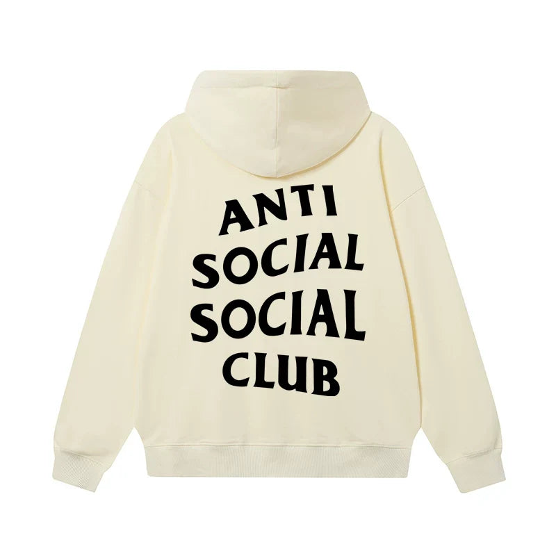 Anti Social Social Club Classic Logo Hoodie - Cream/Black