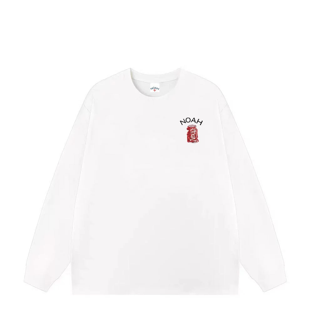 NOAH Autumn New Cola Logo Printed Top American Trendy Brand Pure Cotton Loose Couple Long Sleeve T-shirt for Men and Women