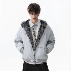NOAH MARS American casual old money style winter warm hooded cotton jacket with mountain carving and velvet short cotton jacket for men