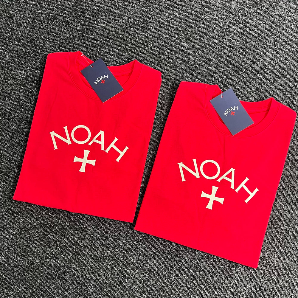 NOAH MARS Niche Trendy Brand Year Anniversary First Generation Crimson Cross Cotton Trendy Loose Short Sleeve T-shirt