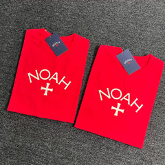 NOAH MARS Niche Trendy Brand Year Anniversary First Generation Crimson Cross Cotton Trendy Loose Short Sleeve T-shirt