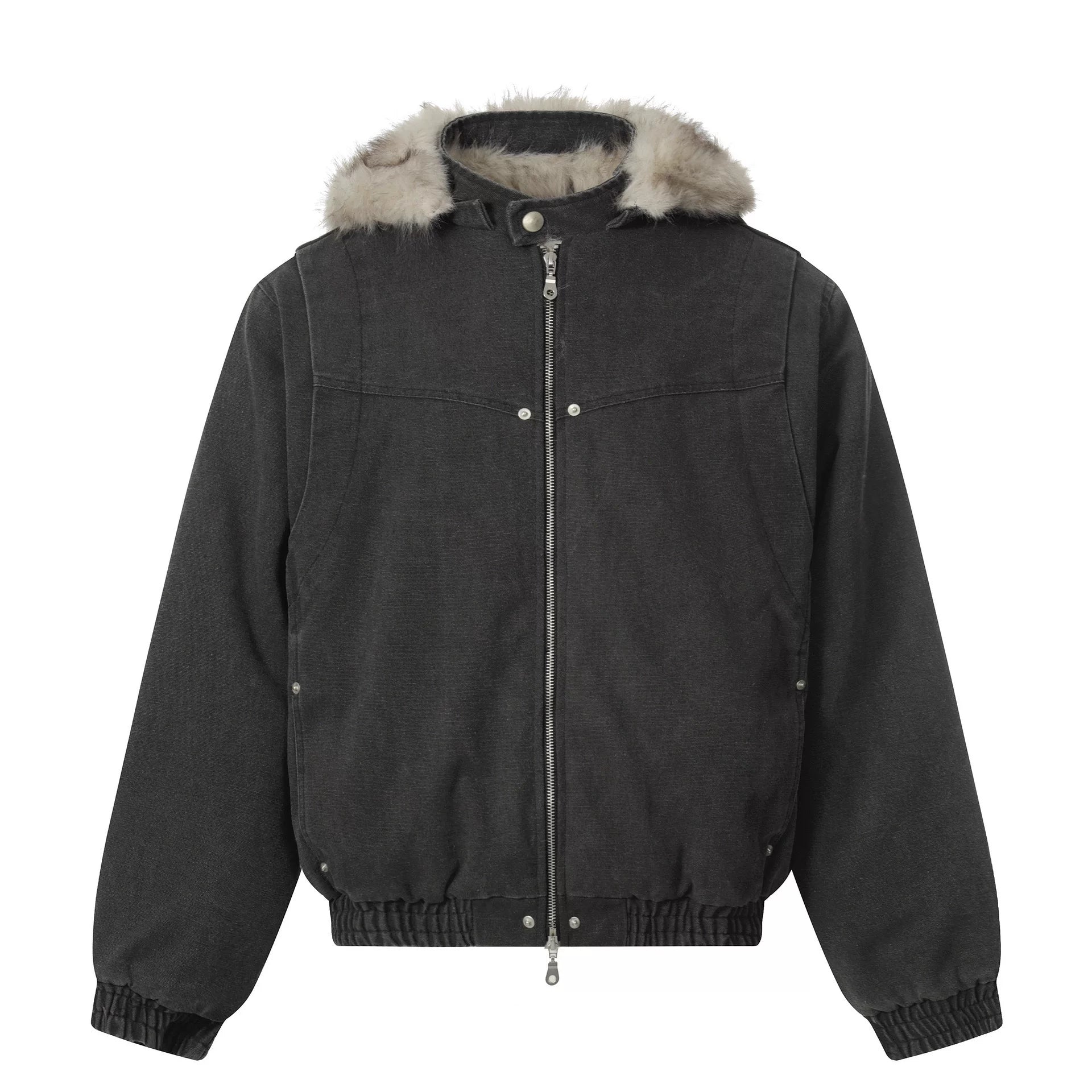 NOAH MARS American retro mountain carved fur collar detachable hooded cotton jacket men's winter loose warm jacket