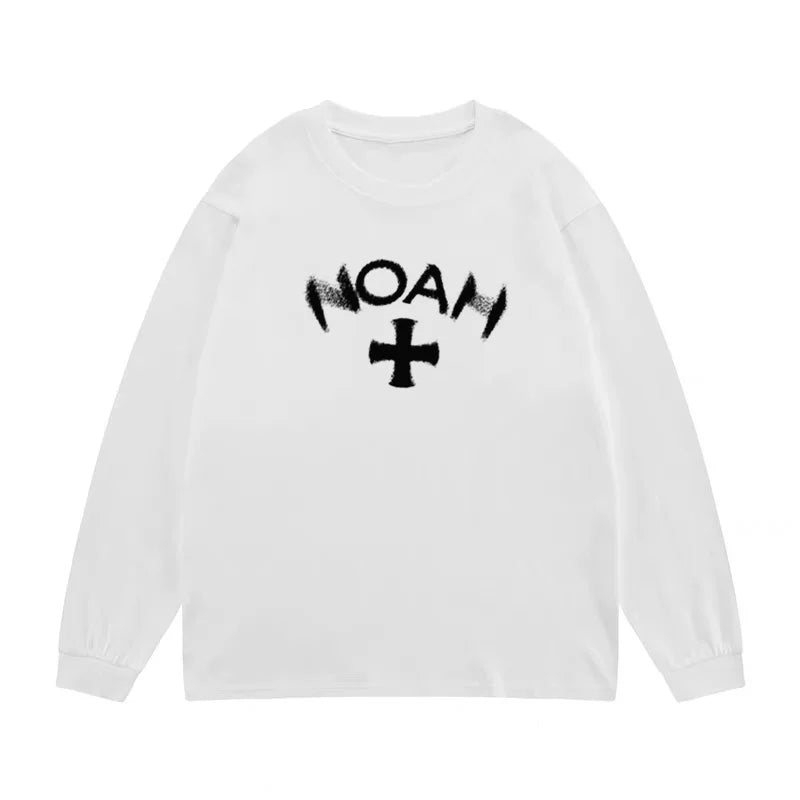 NOAH Phantom Printed Long Sleeve T-shirt for Men and Women, Spring and Autumn American High Street Retro Casual T-shirt