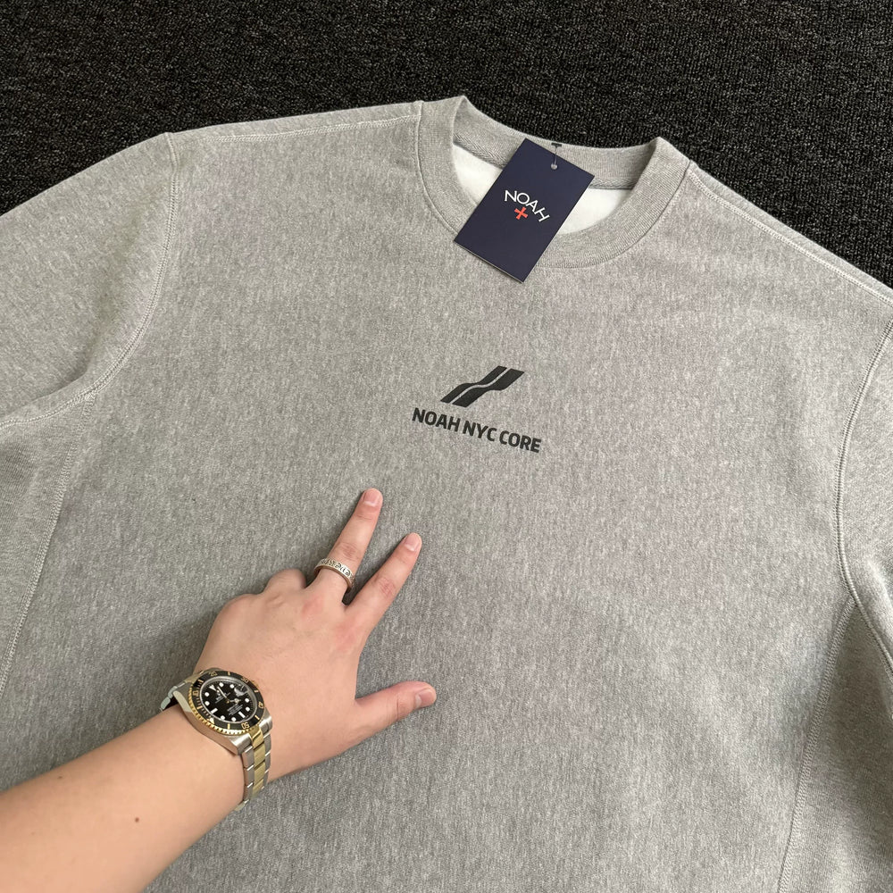 NOAH MARS niche trendy brand two bar wave American casual gray thread splicing men's round neck sweatshirt