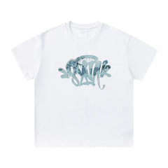 Syna World Vintage Oversized Camo Graffiti Graphic Tee (White / Blue Camo)