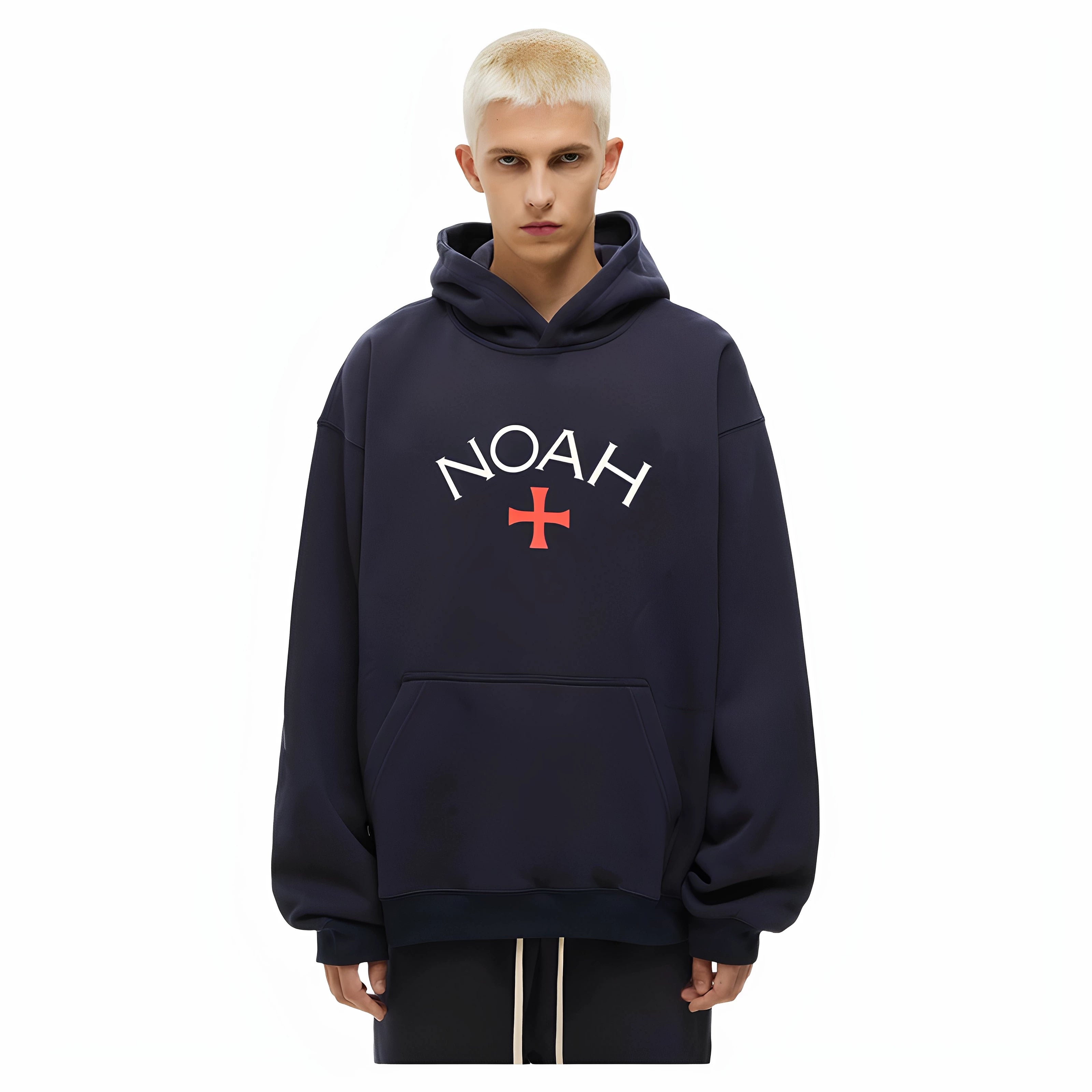 NOAH MARS gray cross first generation trendy brand American casual simple and versatile men's trendy hooded sweatshirt