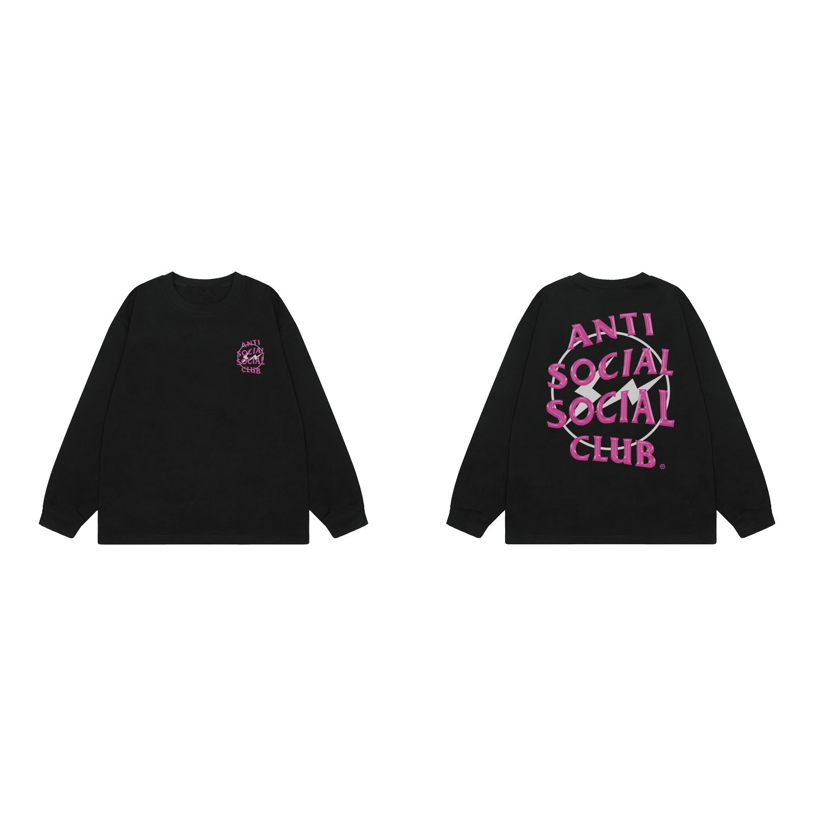 Anti Social Social Club Pink Circle Logo Long Sleeve T-Shirt - Black