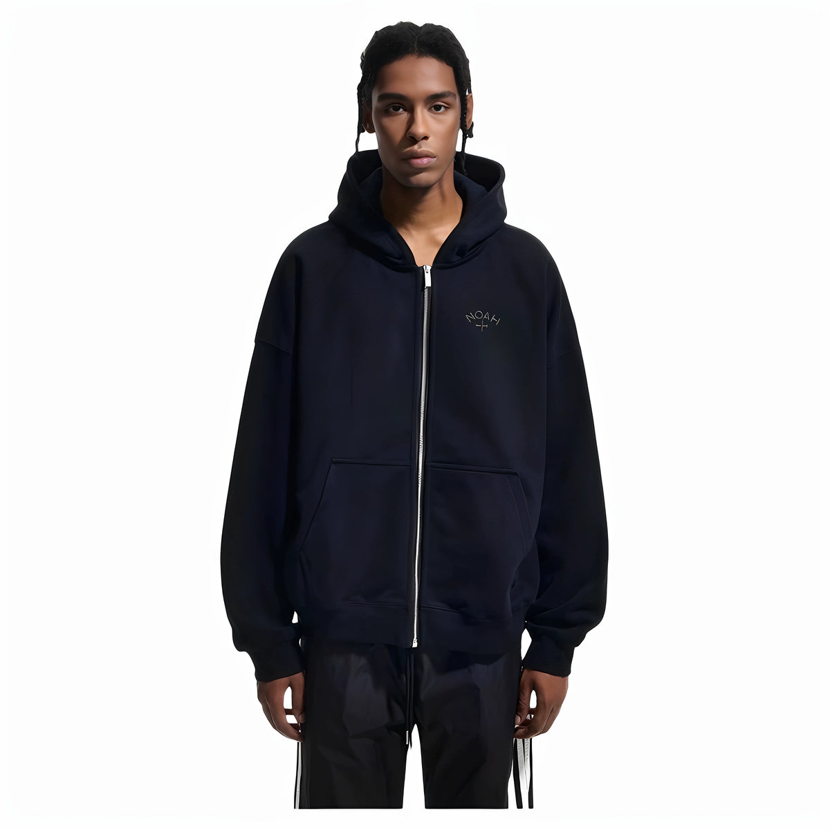 NOAH MARS niche trend brand Black Soul embroidery small label cross hooded sweatshirt cardigan trendy zipper jacket for men