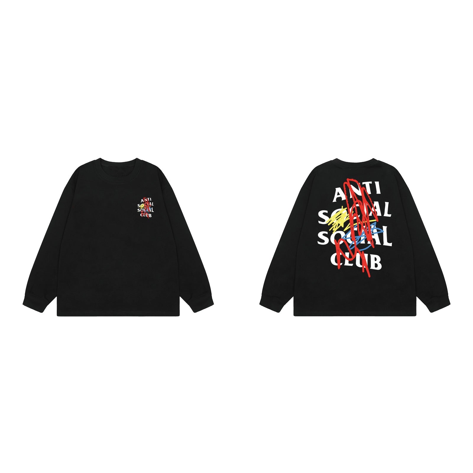 Anti Social Social Club Scribble Logo Long Sleeve T-Shirt - Black