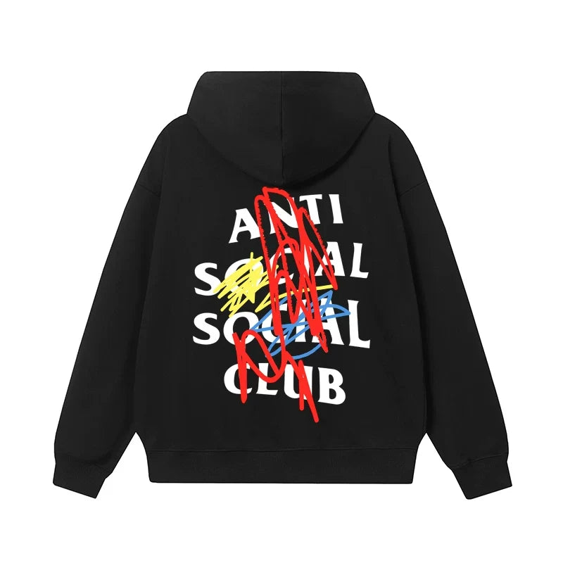 Anti Social Social Club Multi-Color Scribble Logo Hoodie - Black