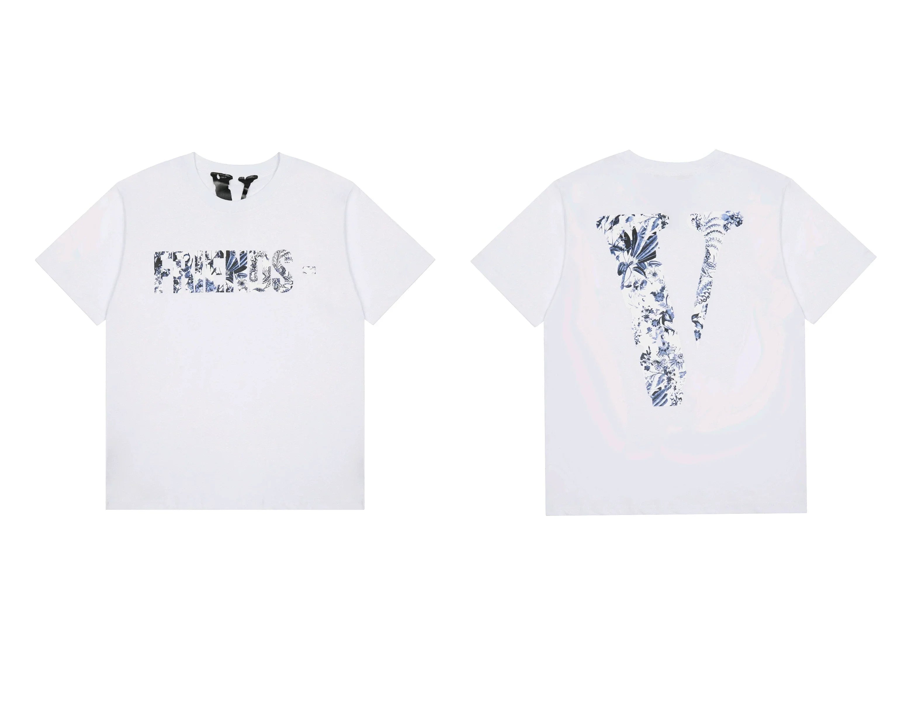 Vlone Abstract Floral "FRIENDS-" Graphic T-Shirt - White