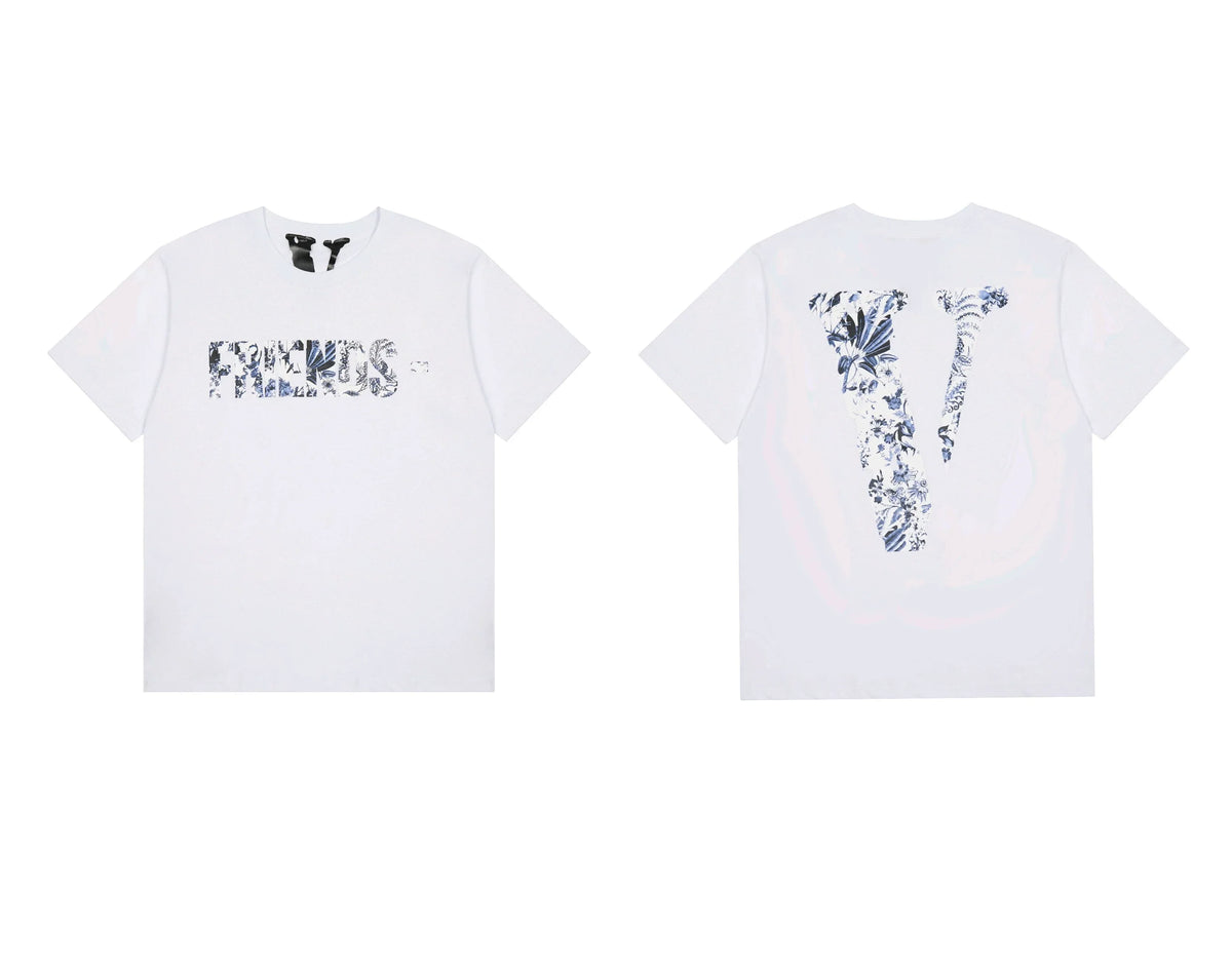Vlone Abstract Floral "FRIENDS-" Graphic T-Shirt - White