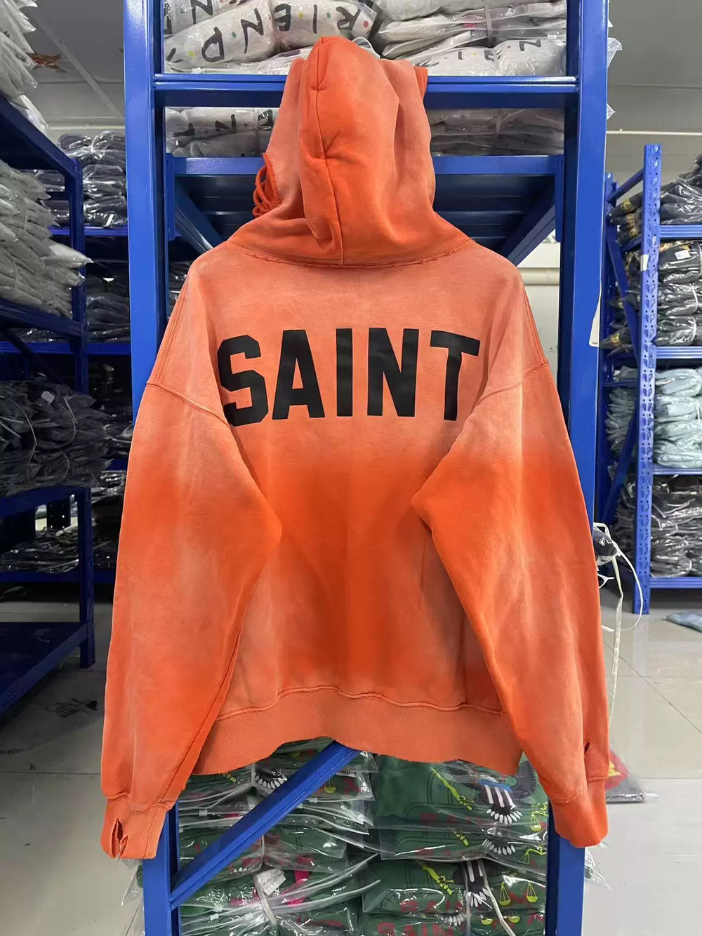Saint Michael Back Bold "SAINT" Logo Hoodie - Vintage Orange
