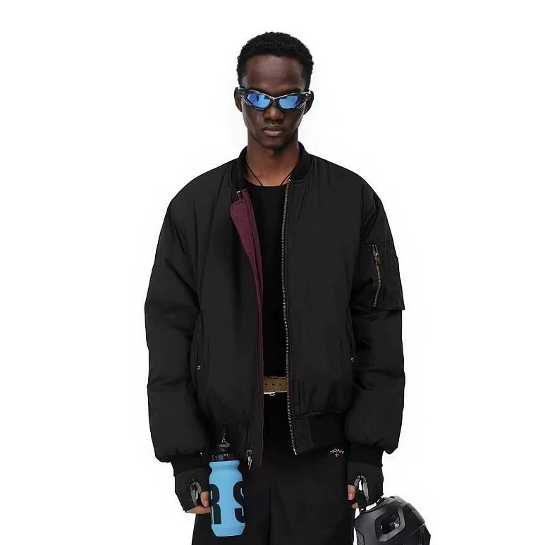NOAH MARS American casual MA1 pilot jacket, red velvet jacket, double-sided men's winter cotton jacket