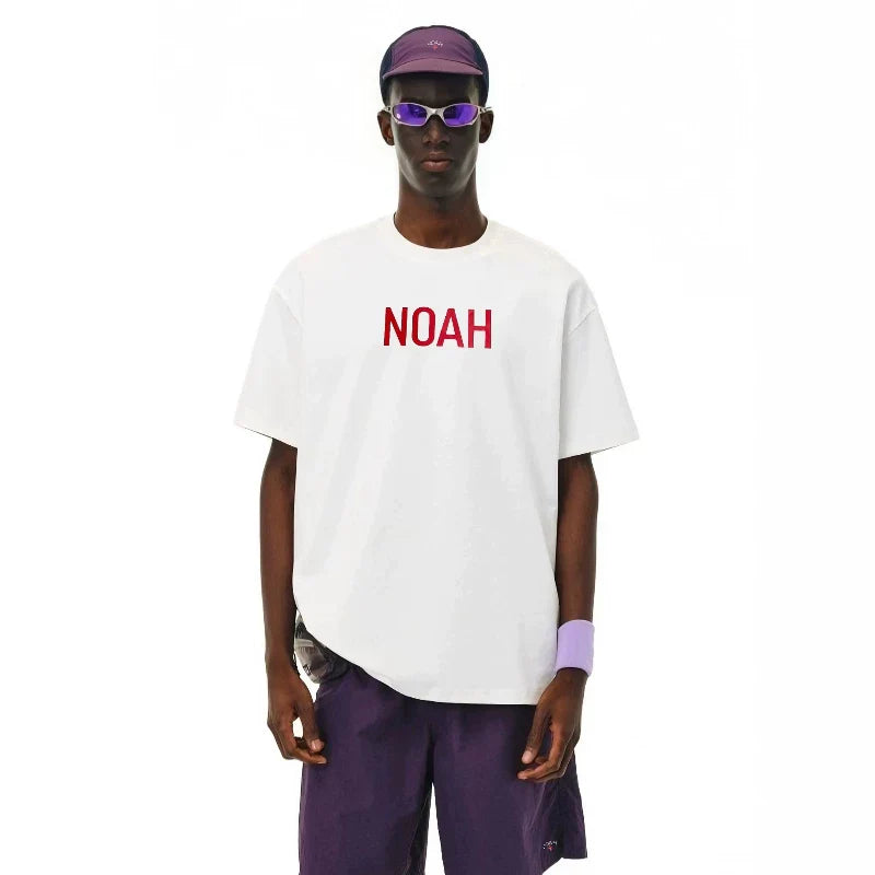 NOAH MARS niche trendy brand simple red logo high-end American casual versatile antibacterial cotton short sleeved T-shirt for men