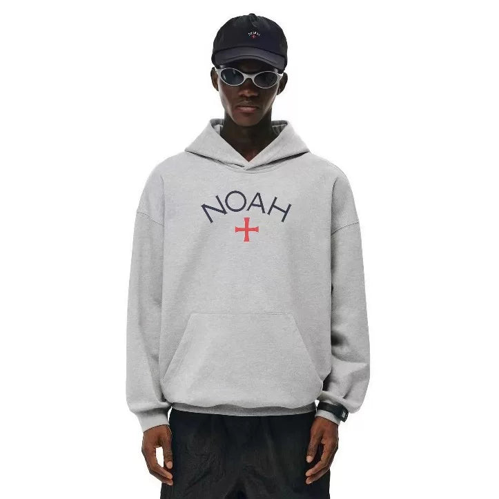 NOAH MARS gray cross first generation trendy brand American casual simple and versatile men's trendy hooded sweatshirt