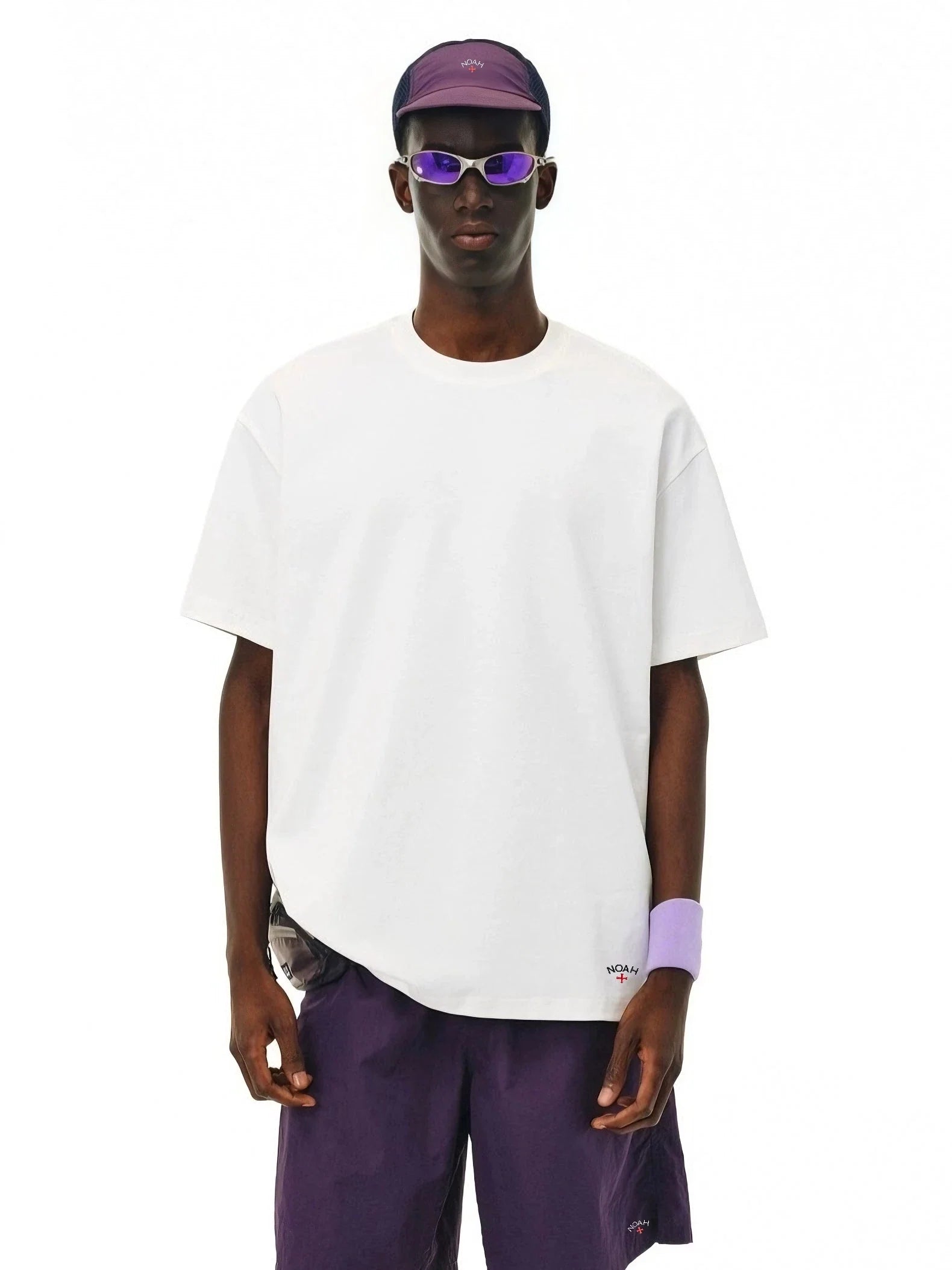 NOAH MARS Embroidered Small Cross at the Left Bottom, Simple and Versatile Casual Men's Cotton Trendy Short Sleeve T-shirt