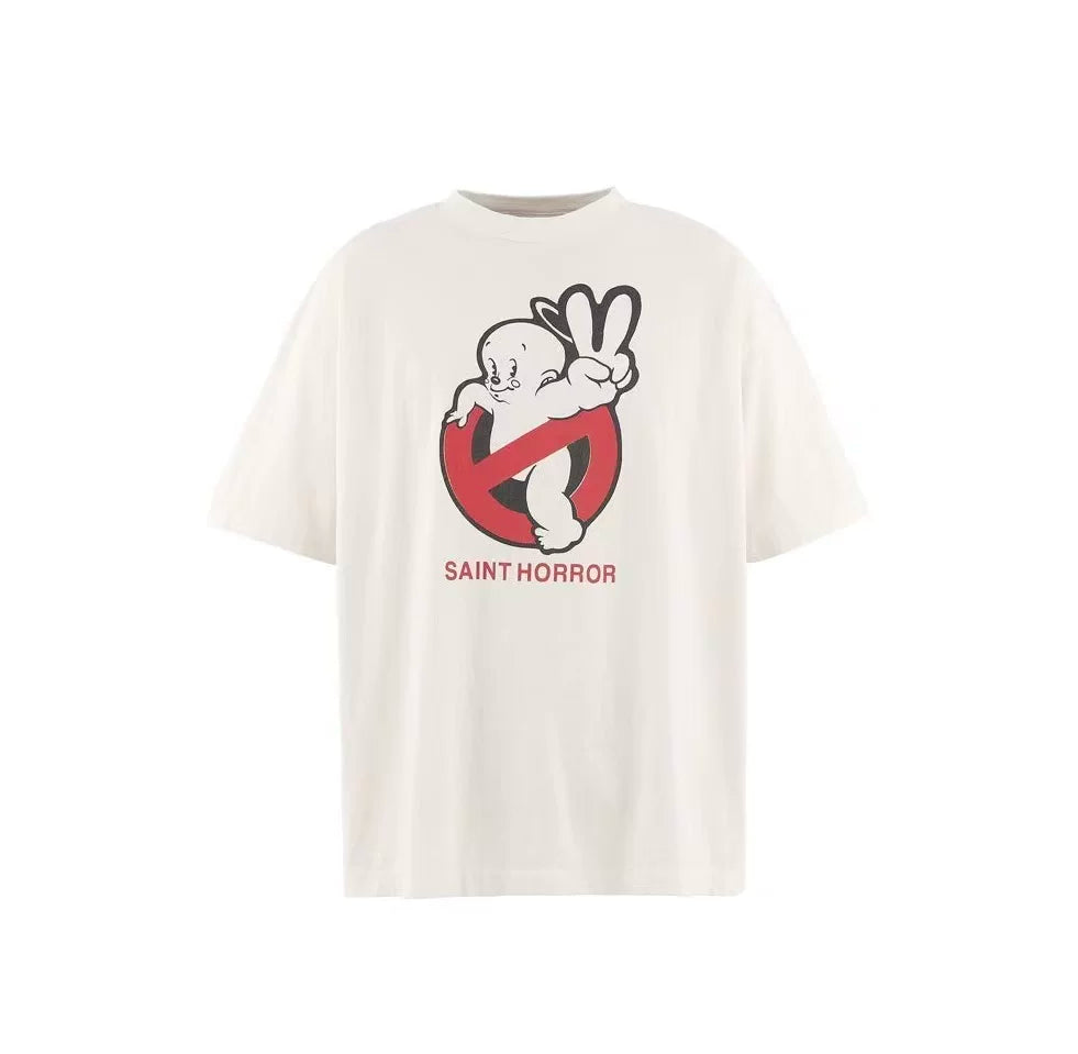 Saint Michael "SAINT HORROR" Ghost Graphic Vintage T-Shirt - Off-White