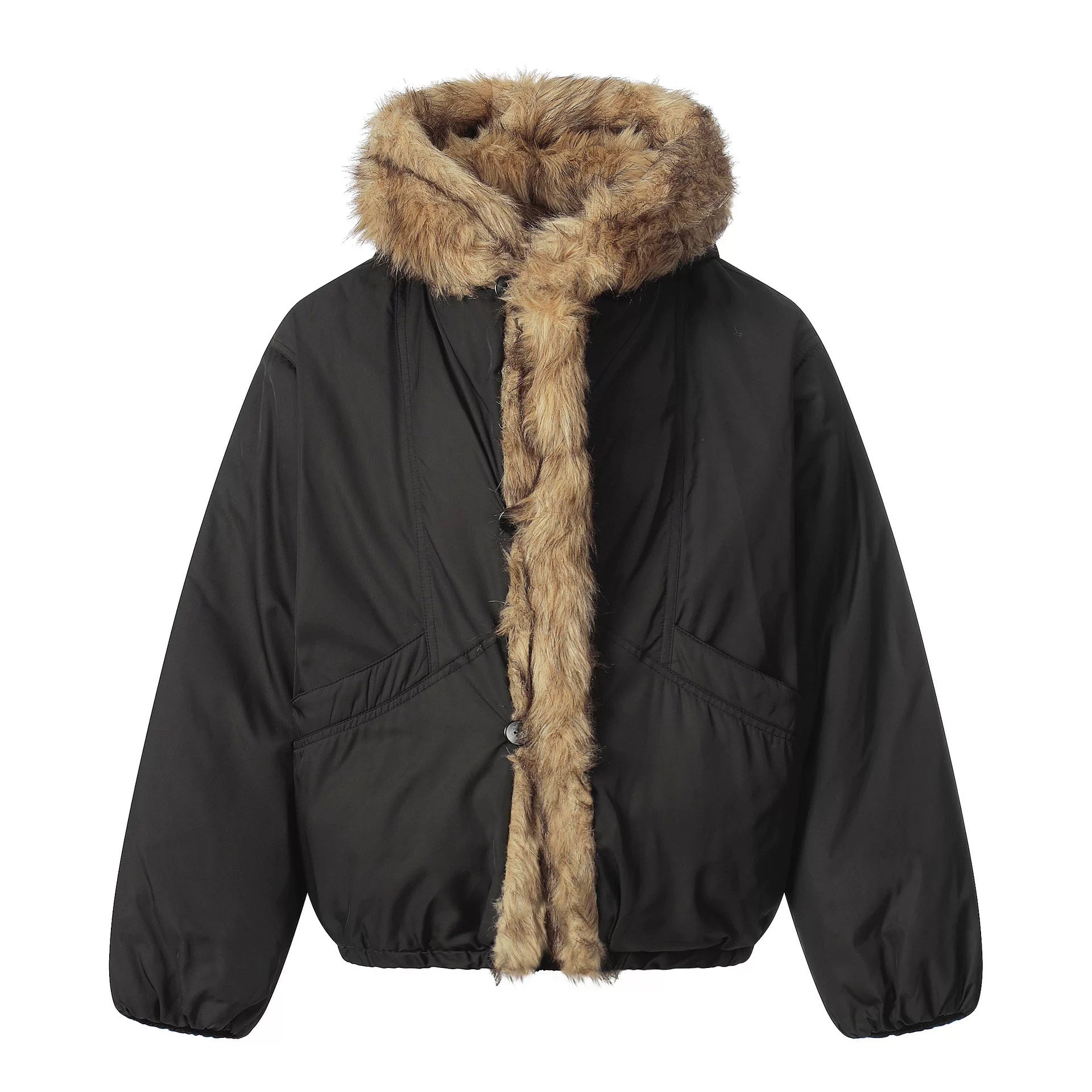 NOAH MARS American casual new rich old money wind seat mountain carving winter short hooded cotton jacket, fur collar cotton jacket for men