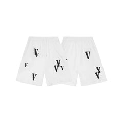 Vlone All-Over Multi-V Graphic Sweatshorts - White/Black