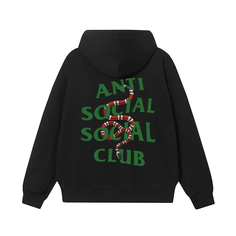 Anti Social Social Club Snake Green Logo Hoodie - Black