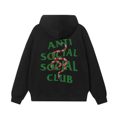 Anti Social Social Club Snake Green Logo Hoodie - Black