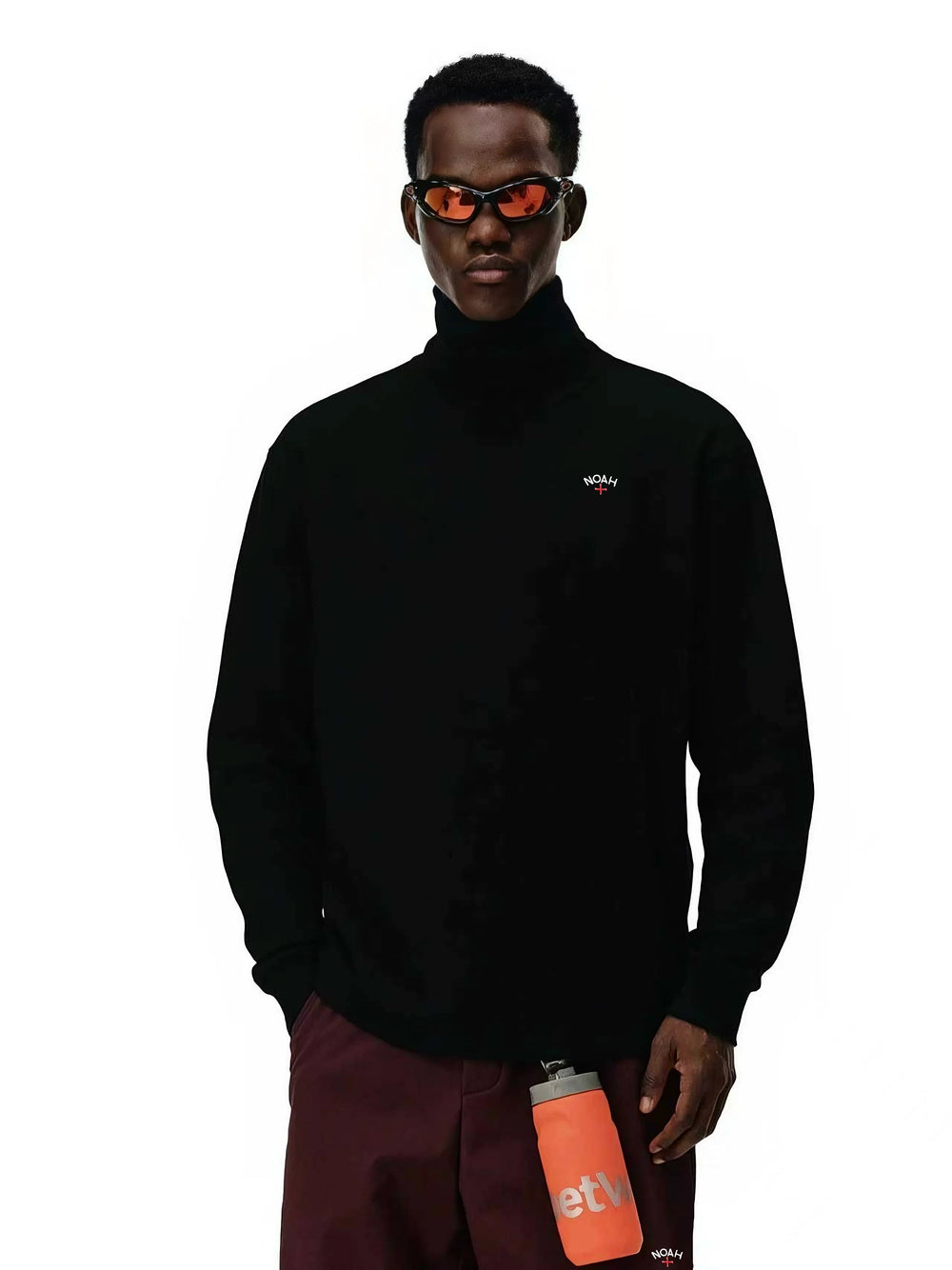 NOAH MARS high neck base shirt American casual small logo cross embroidery long sleeved T-shirt warm pullover for men