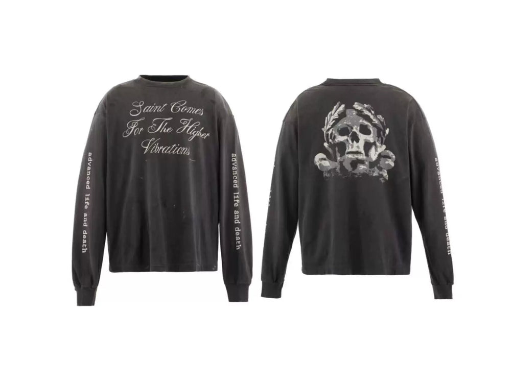 Saint Michael Skull & Script Long Sleeve - Black