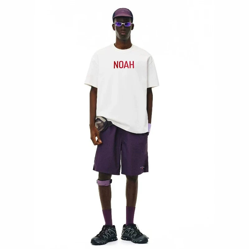 NOAH MARS niche trendy brand simple red logo high-end American casual versatile antibacterial cotton short sleeved T-shirt for men