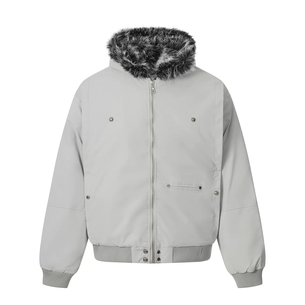 NOAH MARS American casual old money style winter warm hooded cotton jacket with mountain carving and velvet short cotton jacket for men