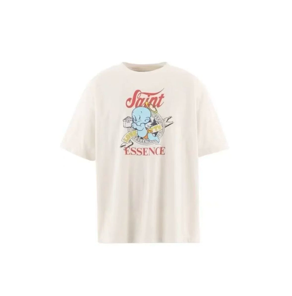 Saint Michael Cartoon Ghost "ESSENCE" Vintage  T-Shirt - Off-White