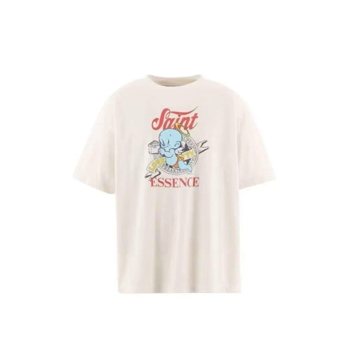 Saint Michael Cartoon Ghost "ESSENCE" Vintage  T-Shirt - Off-White