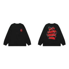 Anti Social Social Club Barbed Wire Red Logo Long Sleeve T-Shirt - Black