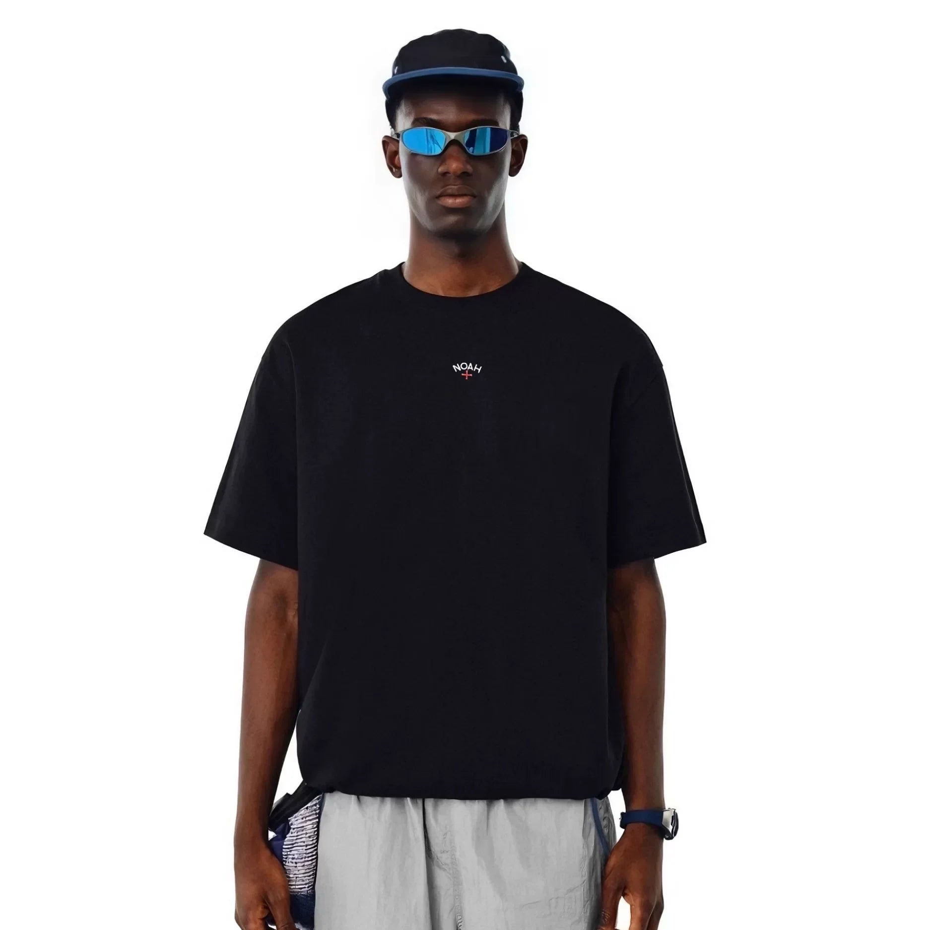 NOAH MARS niche trendy brand chest cross small logo embroidery basic simple pure cotton trendy short sleeved T-shirt for men