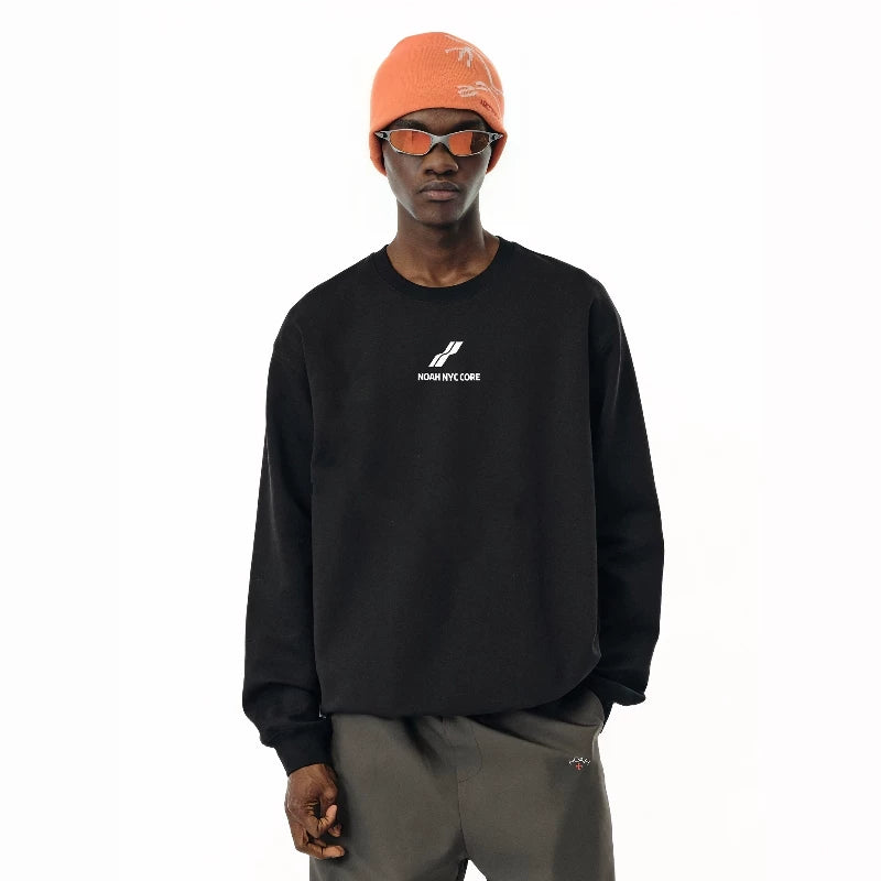NOAH MARS niche trendy brand two bar wave American casual gray thread splicing men's round neck sweatshirt