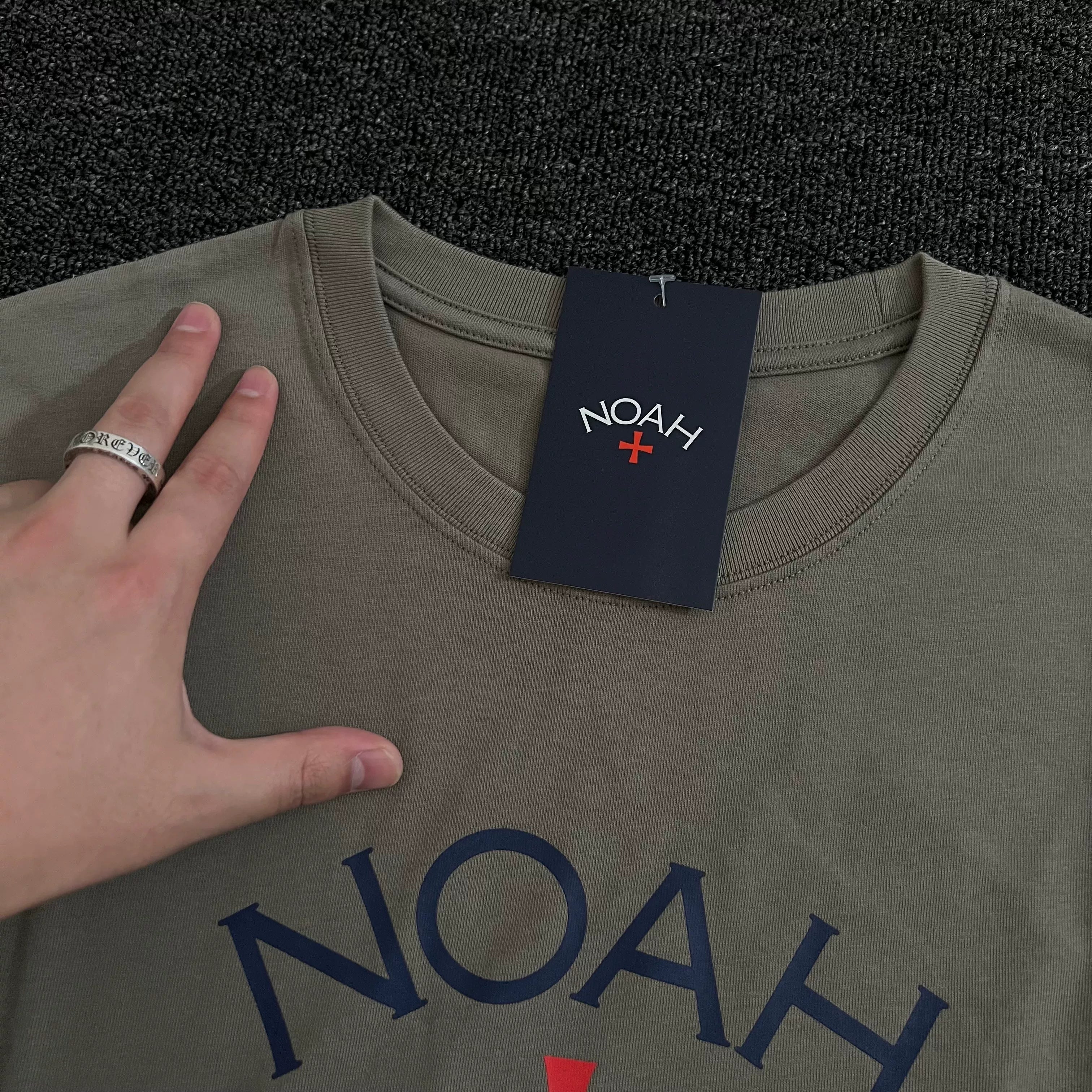 NOAH niche American trendy brand matcha gray cross casual loose men's heavyweight cotton long sleeved T-shirt couple